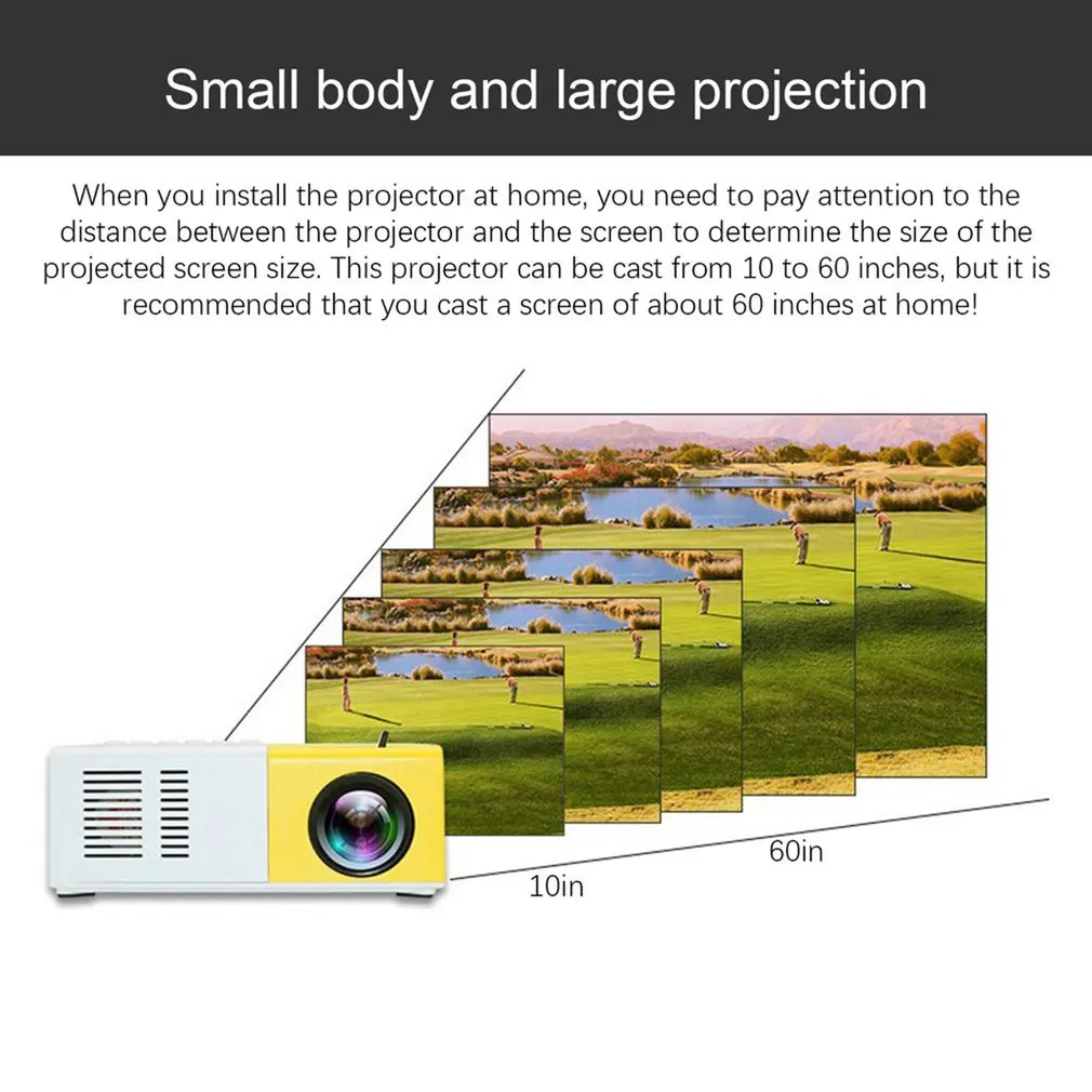 

J9 Mini Projector HD Home Projector Theater Support 1080P AV USB Micro SD Card USB Portable Pocket Beamer ACEHE