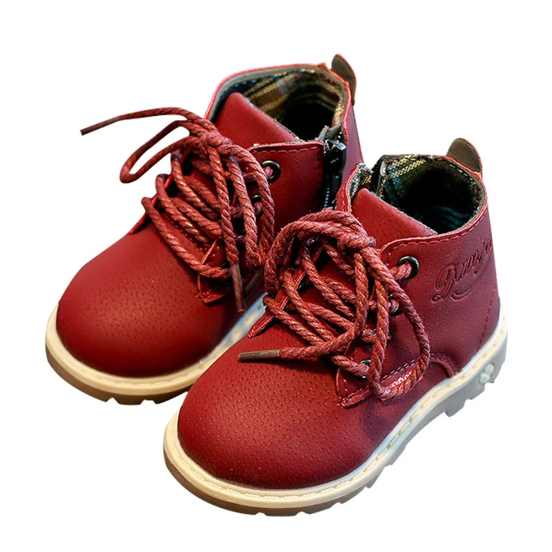 

2021 factory hot sale autumn and winter new style children's cotton warm low-cut Martin boots side zipper children's leather sho