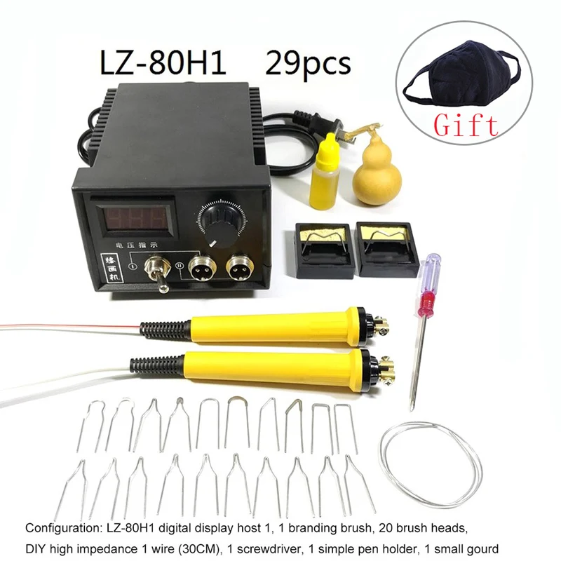 

60W AC 220V Soldering Irons Digital Display Wood Burning Crafts Tools Pyrography Pen Set with EU Adapter Soldering Machine Kit