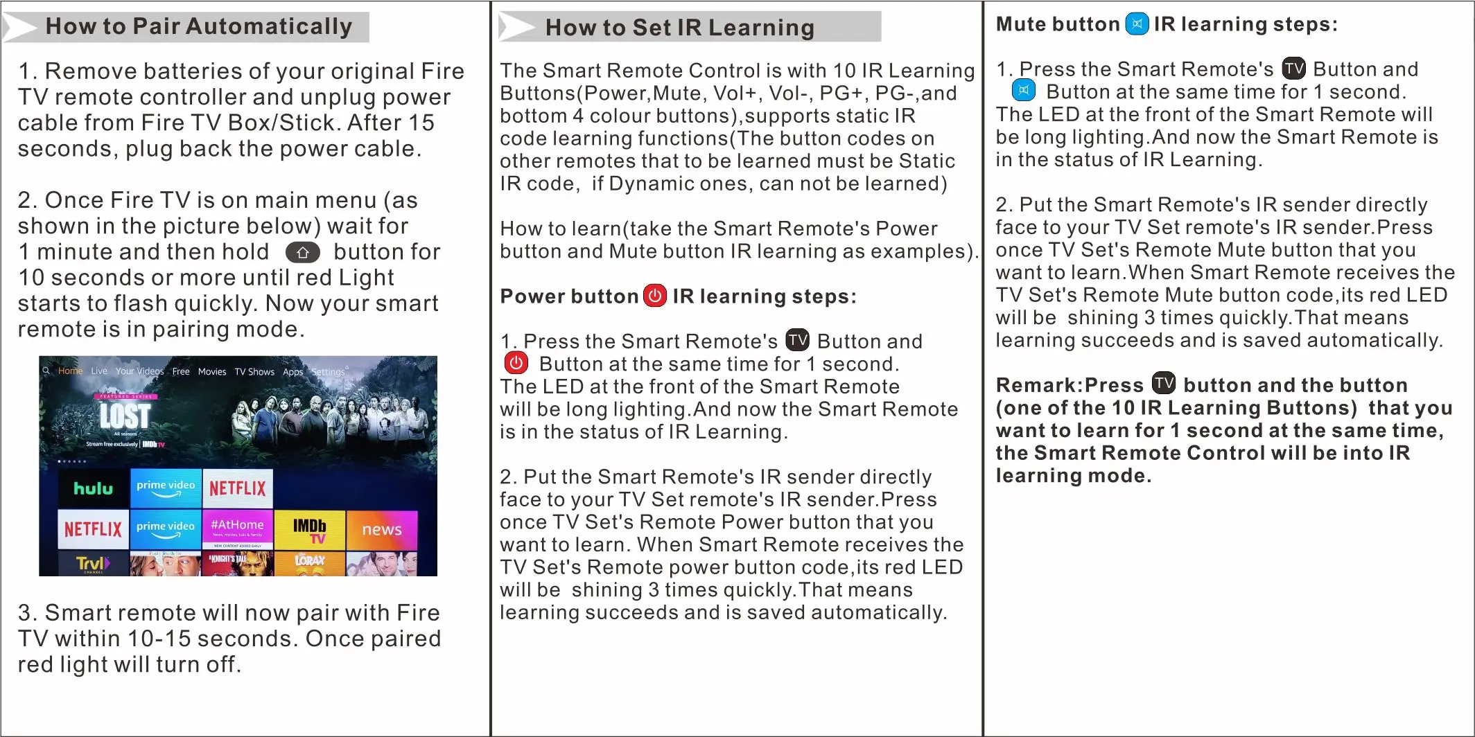 Сменный смарт пульт дистанционного управления ACEMAX для Amazon Fire TV и Stick Android Box Windows PI