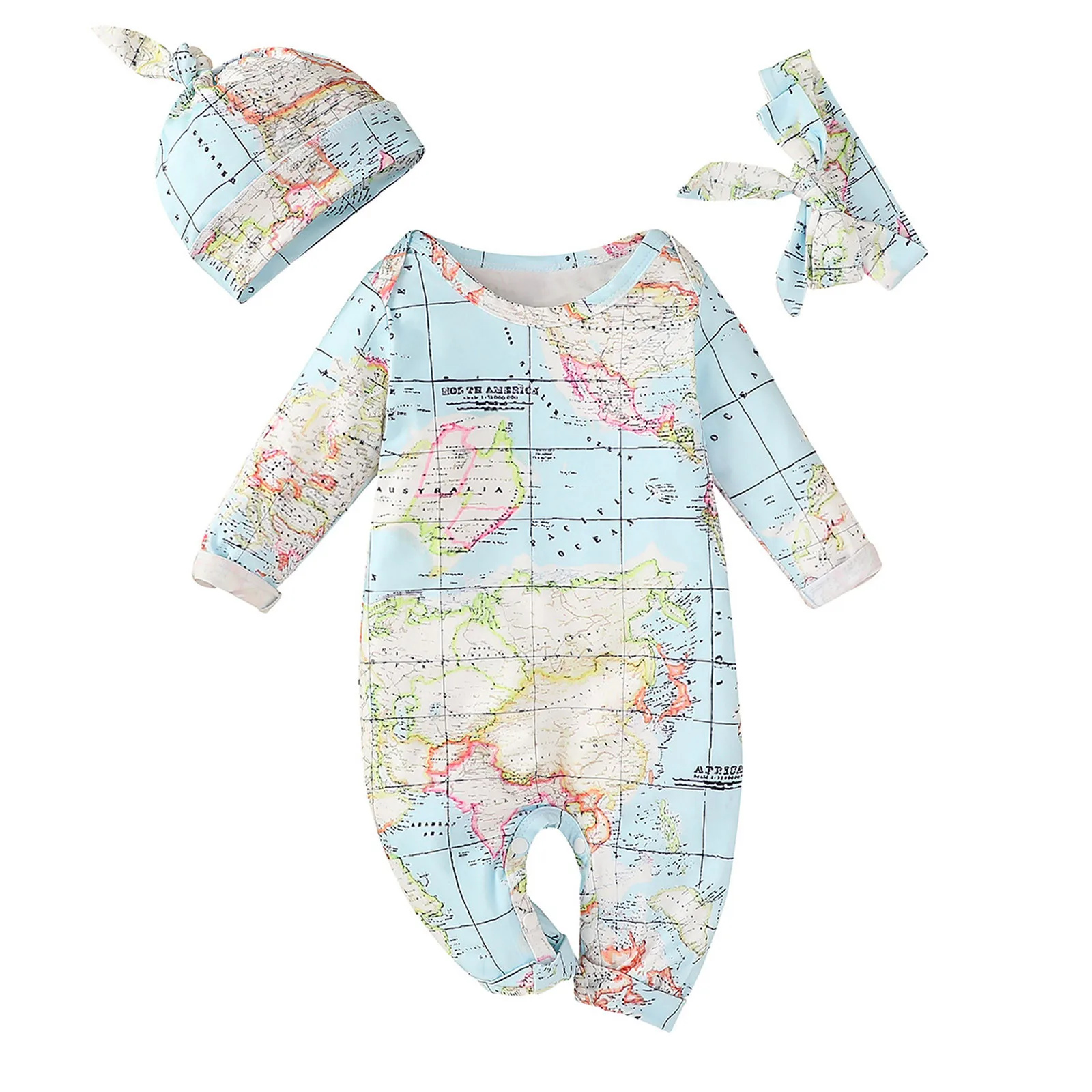 Комбинезон с принтом карты мира для новорожденных 3-18 месяцев | Детская одежда и