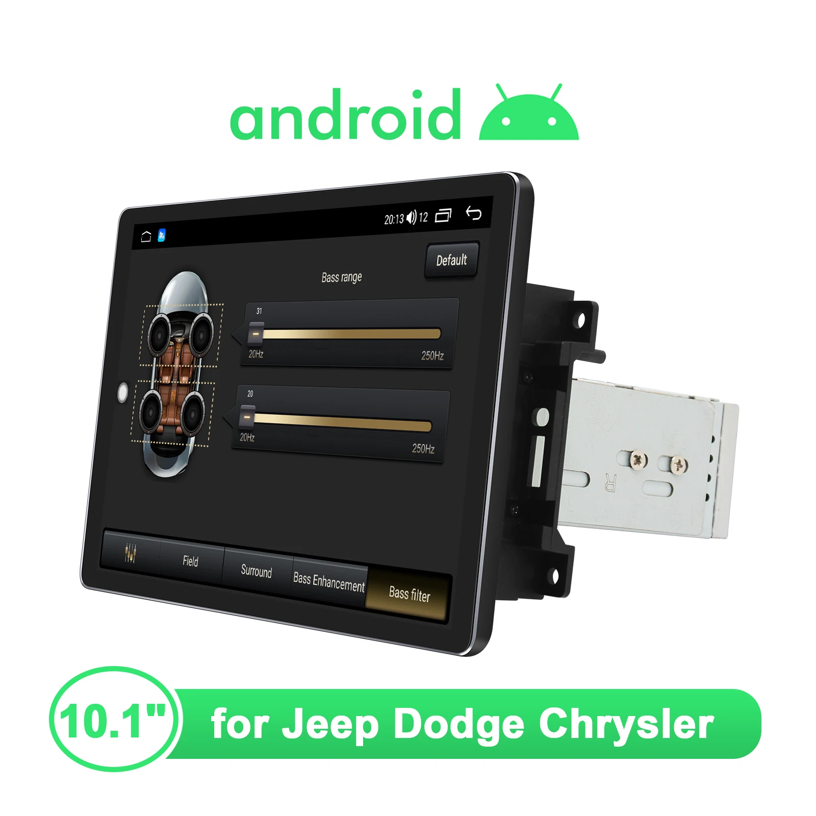 저렴한 10.1 '안드로이드 10 자동차 라디오 스테레오 1280*800 헤드 유닛 테이프 레코더 지프 랭글러 무선 Carplay 초박형 스크린