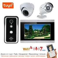 tuya video intercom wifi video door phone system home intercom with 7 inch and 2ch ahd security camera