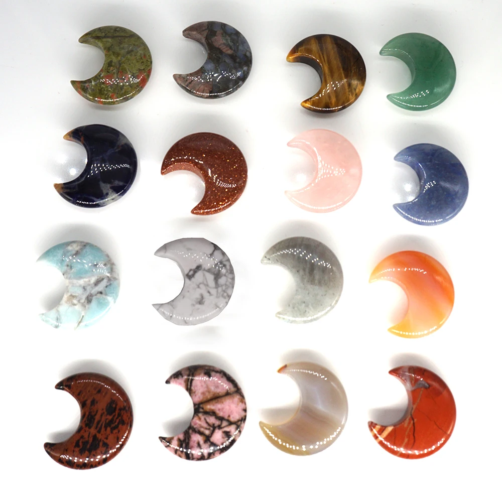 Статуя в форме Луны 30 мм натуральный хрустальный камень цветной талисман лечение