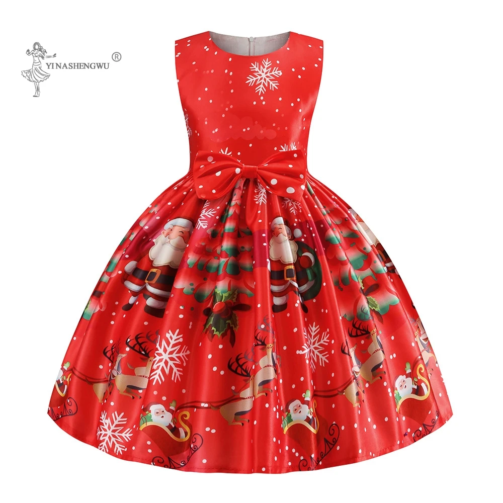

Christmas Kids Girls Dresses Girls Princess Dress Baby Girl Party Clothes Teens Cartoon Print Princess Dress Christmas Costumes