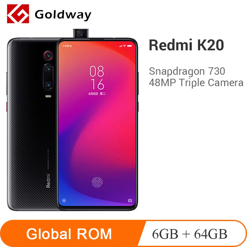 Смартфон Xiaomi Redmi K20 с глобальной прошивкой, 6 ГБ, 64 ГБ, Snapdragon 730, 48мп, тройная камера s, всплывающая фронтальная камера, 4000 мАч, телефон