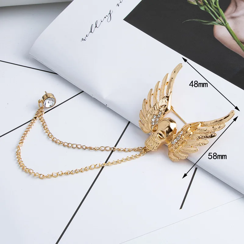 Новая панк Шаньтоу Ангел брошь крылья Кристалл кисточка цепь отворот булавка