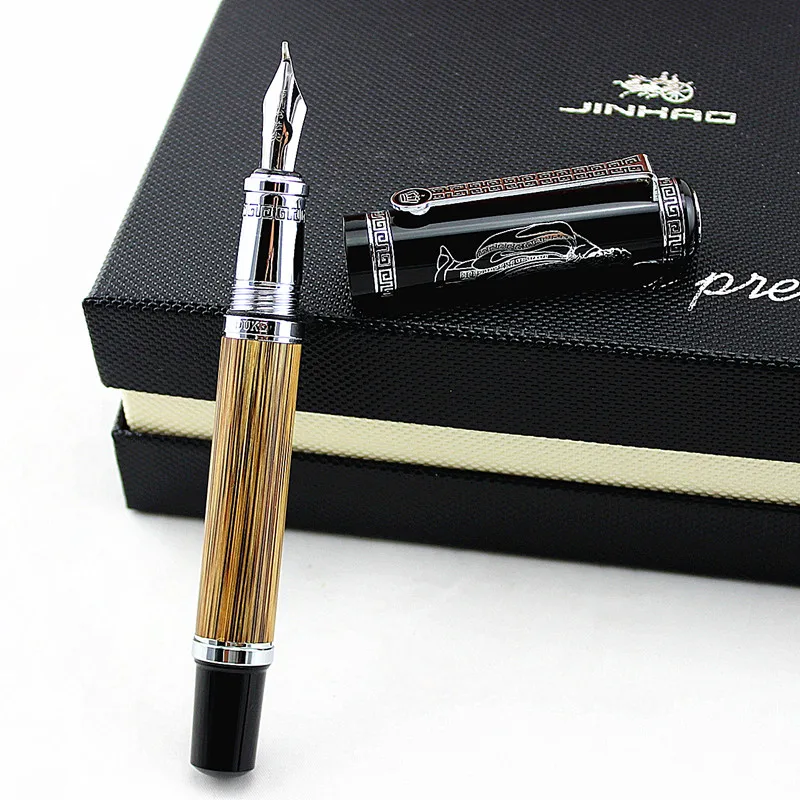 

Duke 551 Classic Confucius Natural Bamboo Metal Fountain Pen Calligraphy Pen Medium / Bent Iridium 0.7mm / 1.2mm for Office Gift