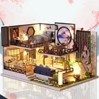 Набор кукольного домика сделай сам, миниатюрный дом для кукол, мебель в китайском стиле, Сборная модель, деревянный мини-дом, детская игрушка, подарок на день рождения