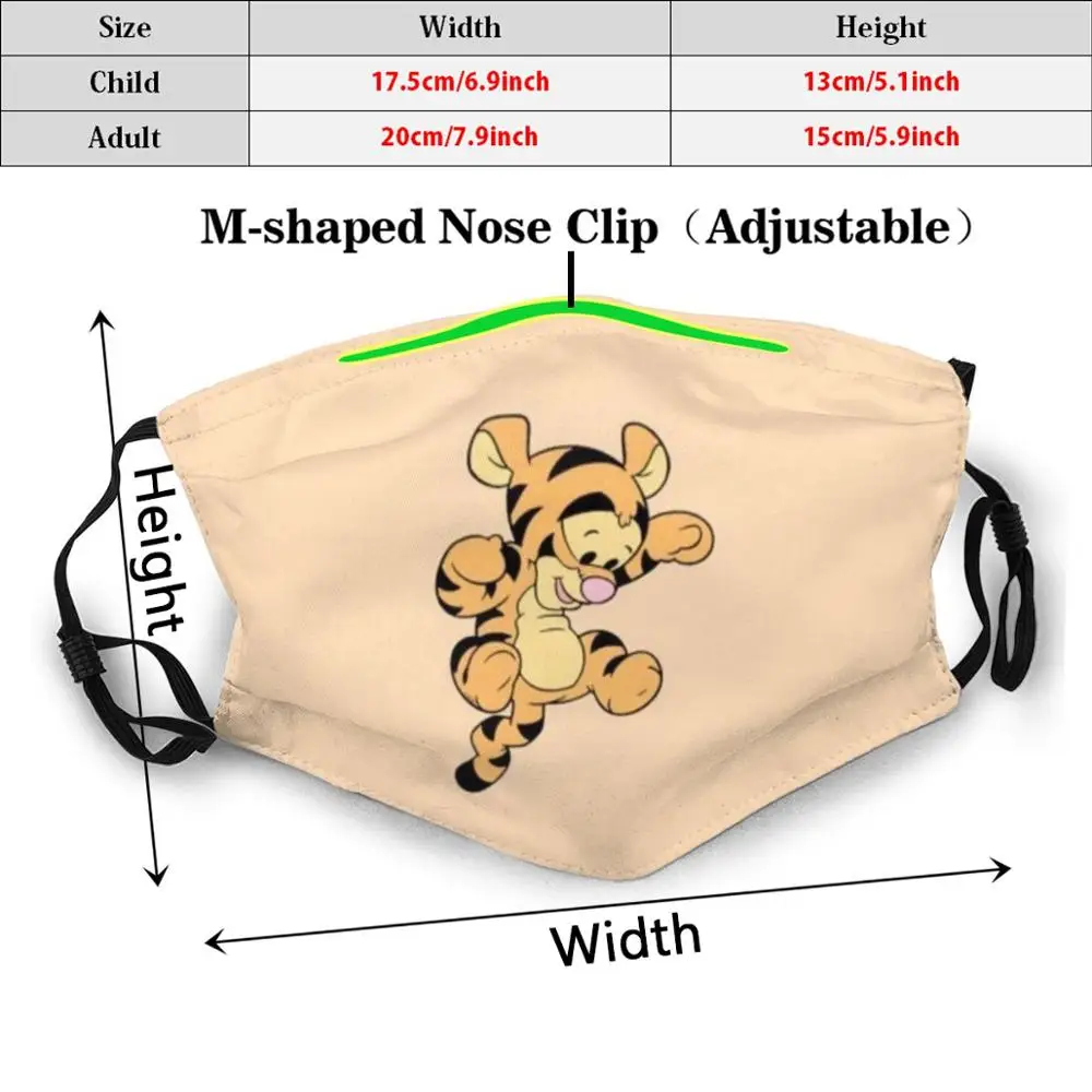 Костюм с принтом тигра Забавный принт многоразовые Pm2.5 фильтр маска для лица из