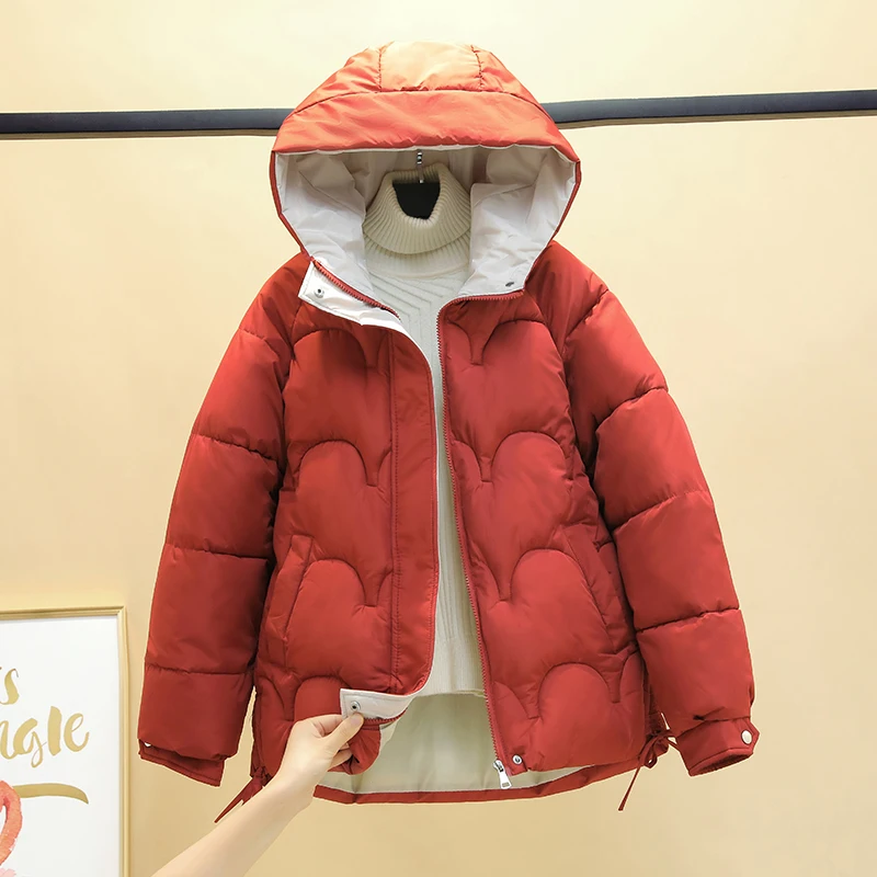 

2021 Winter Women jacket parkas Solid Oversize Thick Long Sleeve Pockets Female Warm Coat