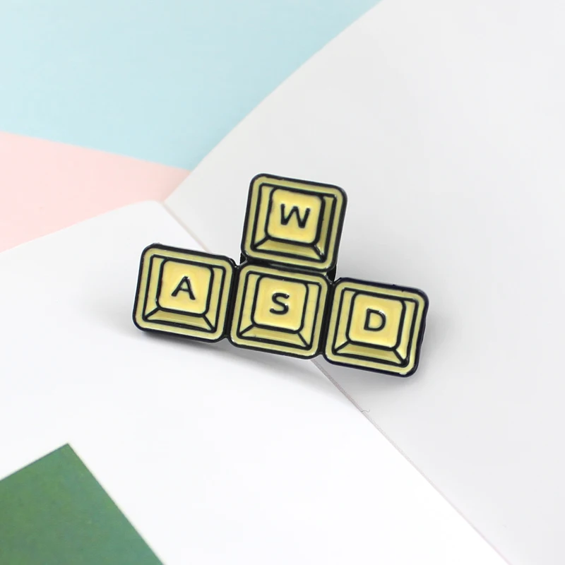 Желтая клавиатура WASD Pins кнопка управления игрой оригинальность легко подходит