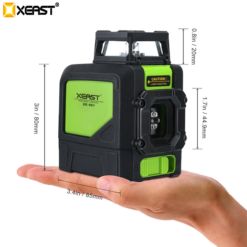 Зеленые лазерные 3D уровни XEAST XE 901 самонивелирующиеся Горизонтальные и