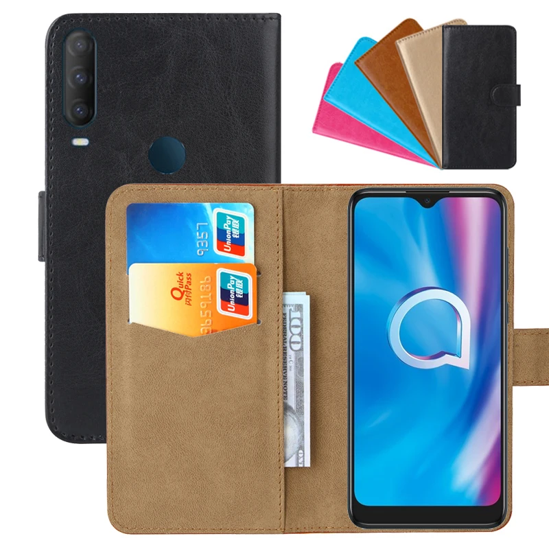 Роскошный чехол бумажник для Alcatel 1S (2020) откидной из искусственной кожи в стиле