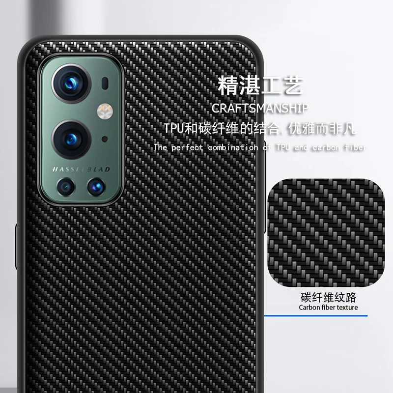 

For Oneplus 9 Pro 8 8T Nord Back Cover For Original Carbon Fiber Texture Leather Stripe Phone Bumper For One plus 9 Pro Case