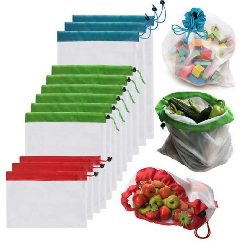 

Reusable Mesh Produce Bags Shopping Tote Washable Eco Friendly Grocery Shopper Storage Fruit Vegetable Toys Sundries Bag