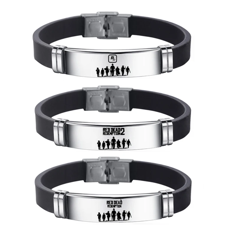 Red Dead Redemption 2 браслет черный силиконовый для наручных часов из нержавеющей стали