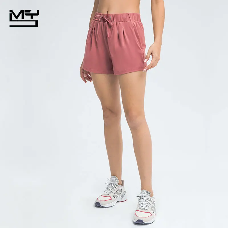 

Шорты MYS для йоги с двумя боковыми карманами, эластичные свободные повседневные шорты, дышащая одежда для бега, спорта, бега, фитнеса, тренаж...