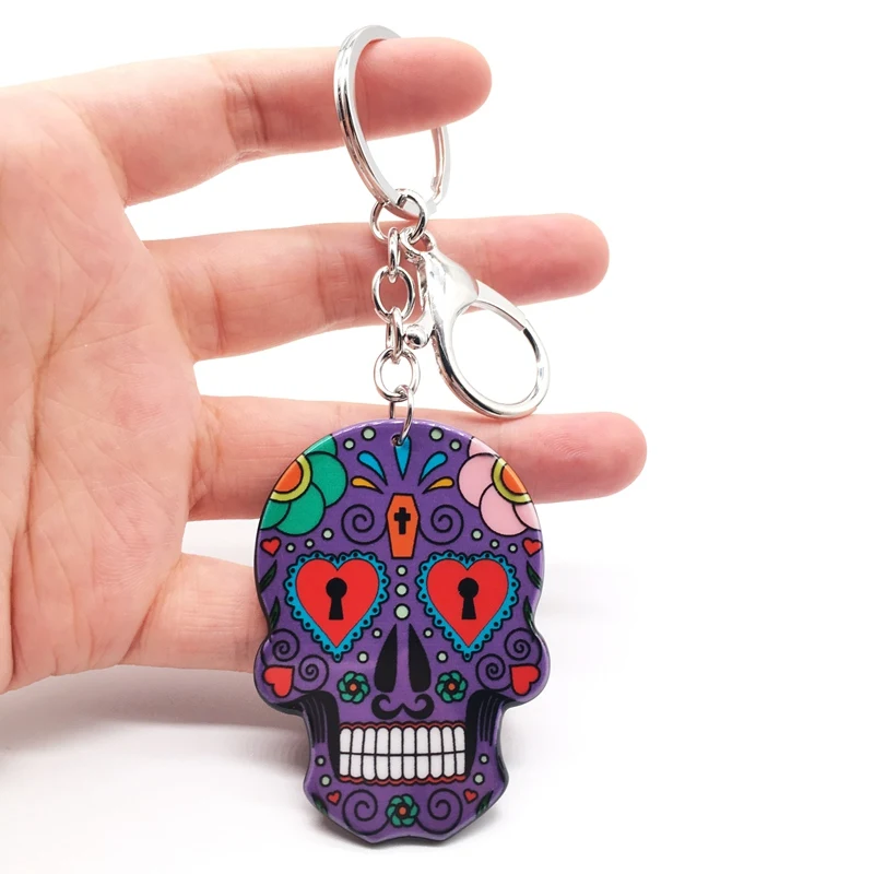 D Брелок с черепом Calavera мексиканский милый сладкий сахар череп большой Омар брелок для ключей Хэллоуин акриловые бусины в форме черепа брелок сумка Подвески - Цвет: D