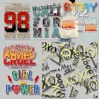 Плакат с надписью пламя, узор с особым эффектом, Термотрансферная наклейка из ПВХ, пластырь для одежды, Аппликации сделай сам