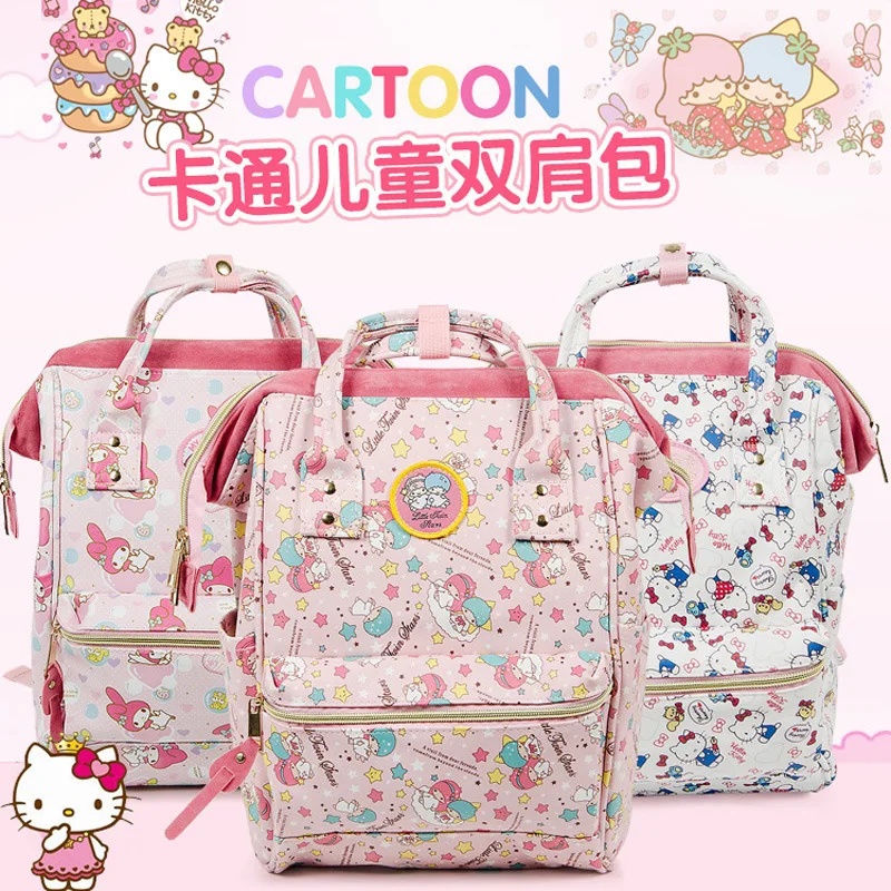 Sanrio школьная сумка из ПУ кожи Hello Kitty рюкзак с мультипликационным принтом мелодии