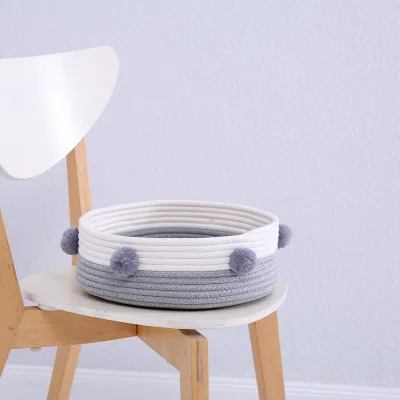 

Round Cotton Rope Woven Cat Bed New Four Seasons Universal Warm Sleeping Nest Scratch Resistant Bite Cat Rug