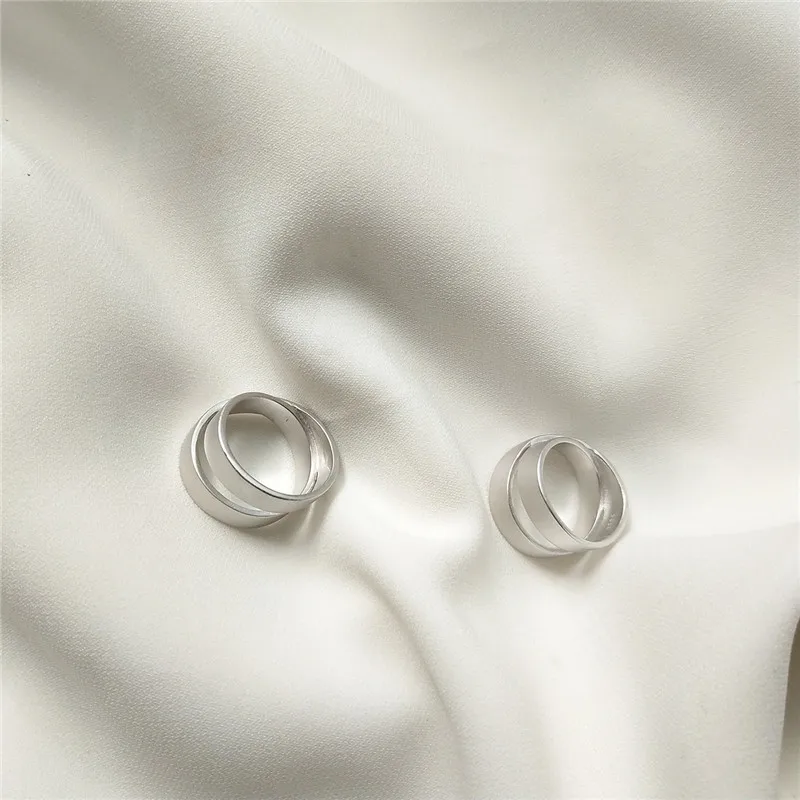 

POFUNUO Real 925 Sterling Silver Women Exquisite Simplicity US #6 #7 #8 Size Rings Lovers Sister Dull Polish Delicat Niche Rings