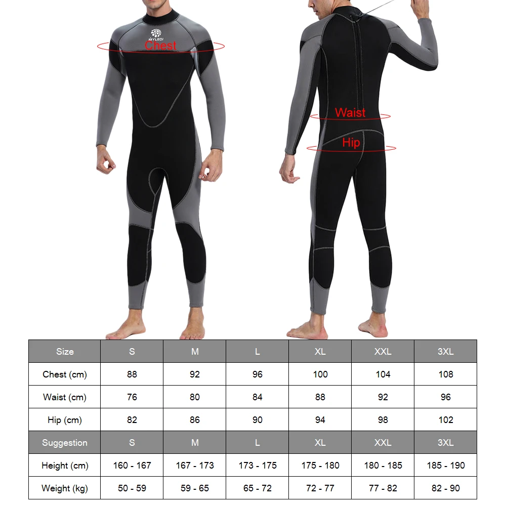 

New Men 3mm Neoprene Wetsuit Swumsuit Surfing Swimming Diving Suit Wet Suit Swimsuit Full Bodysuit Water Sports