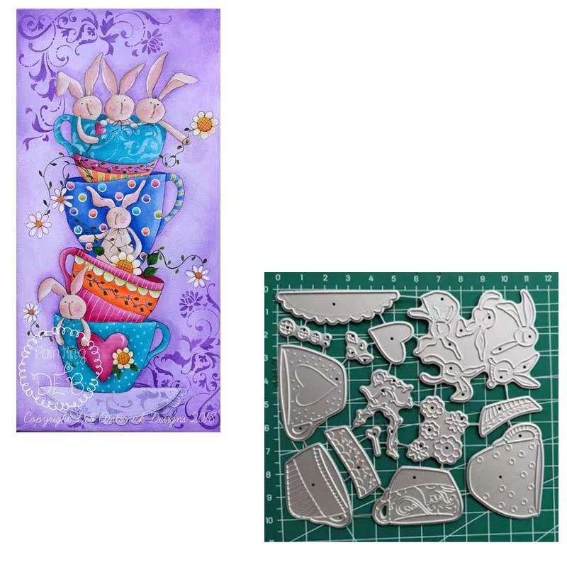 

Bunny Teacup metal cutting dies For dies Scrapbooking Craft Supplies Paper Card Making Stencil Dies Embossing die