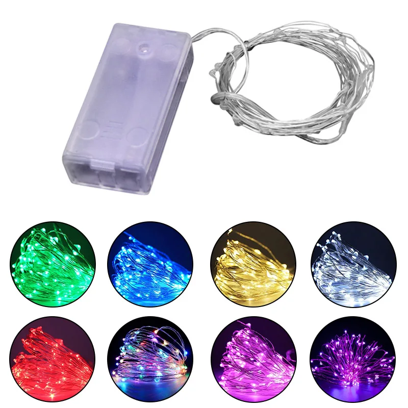

8 Colors Fairy Garland Light String Battery Power Copper Wire Lights Indoor Bedroom Christmas Party Wedding Festoon Decoration