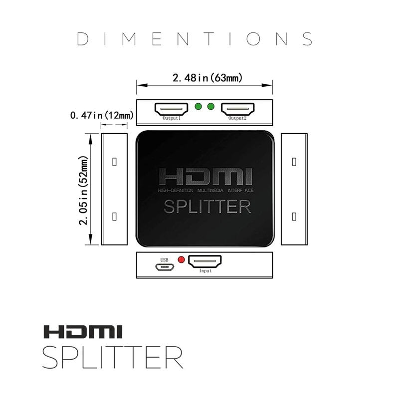 Hdmi Splitter 1 in 2 Out-Ultra Hd 4K 4 Port Adapter for Fire Stick/Apple Tv/Fire Tv/Roku Tv/Ps4 Pro/Xbox One X/Wii U |
