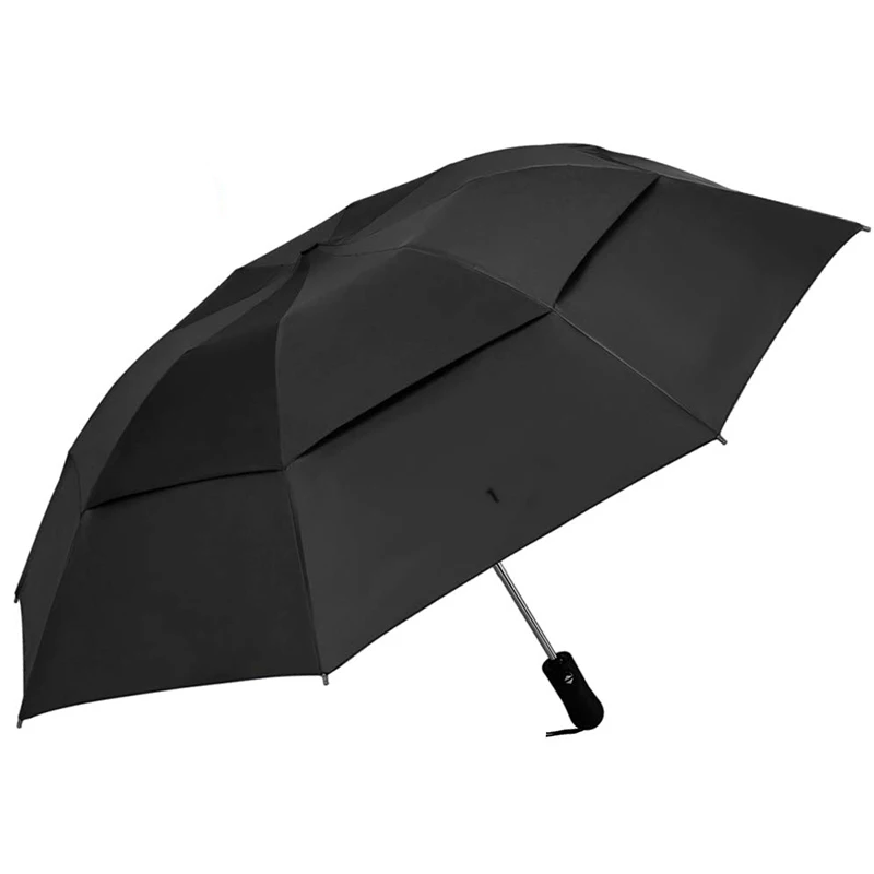 Double Canopy Black Перевернутый Зонт с защитой от ветра, автоматический зонт с 8 ребрами, устойчивый к ветру, складной зонт от солнца и дождя для женщин и мужчин - Цвет: Double Canopy Black