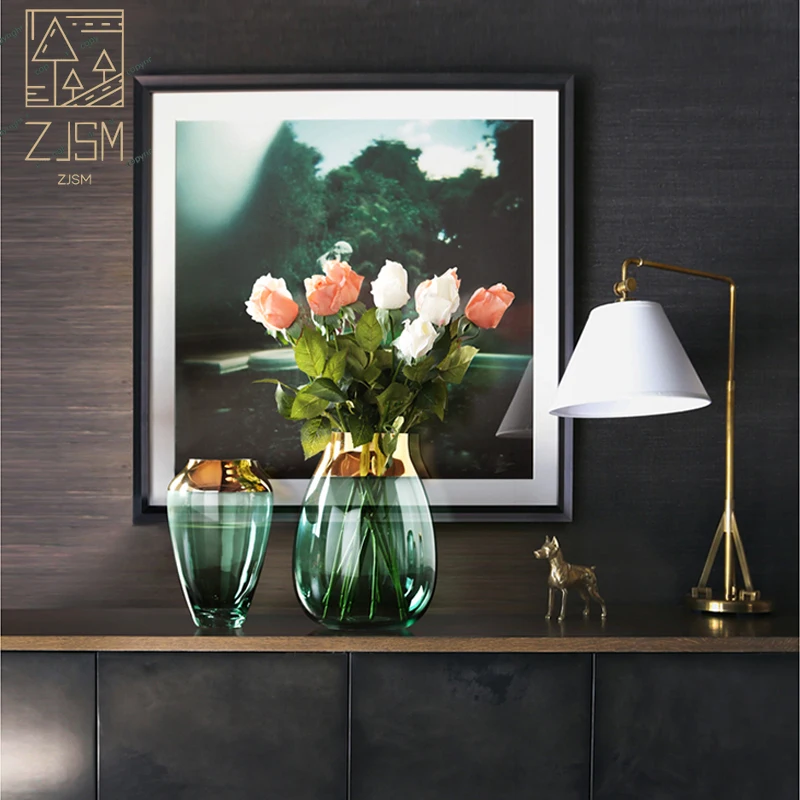 

Europe luxury glass vase Grey/green terrarium glass containers Tabletop flower vases crafts centerpieces for wedding home decor