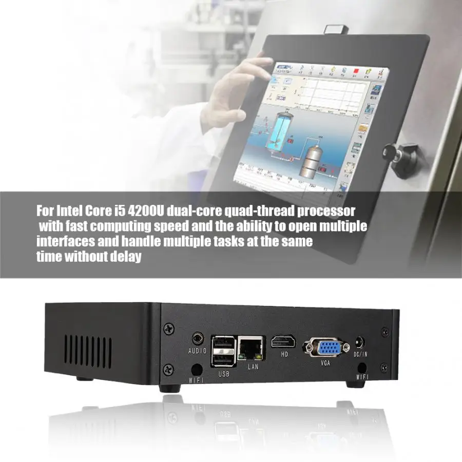 Для Intel Core i5 4200U для Win 7 Mini PC промышленный компьютер 8G ram + 128GB SSD 100 240V настольный