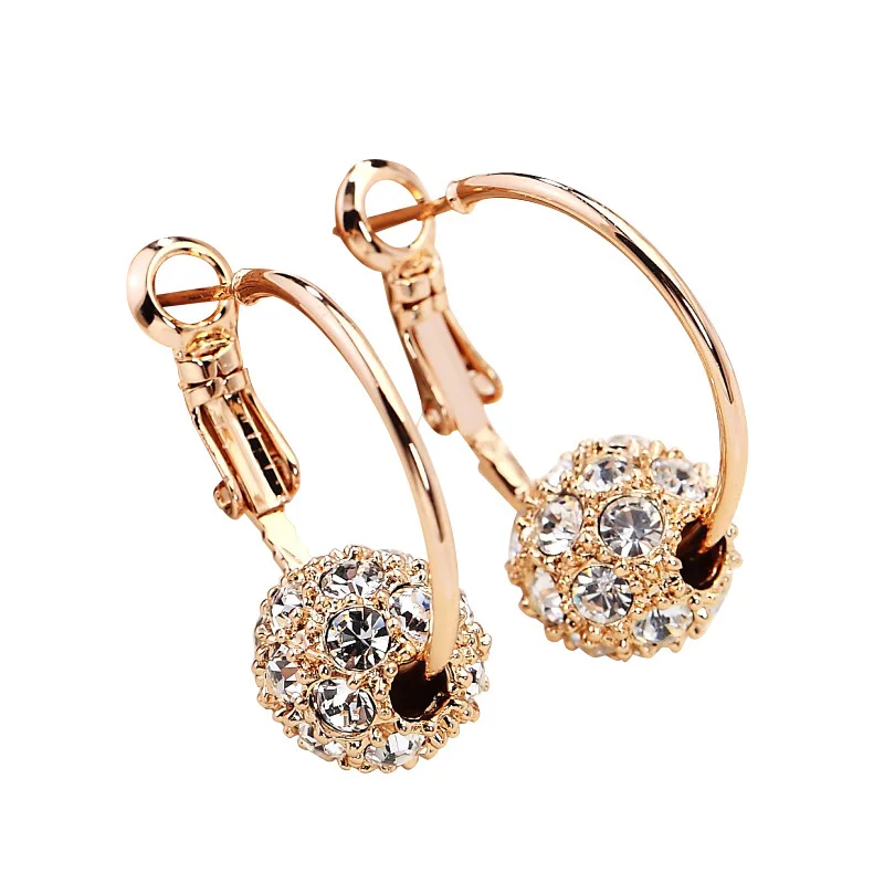

High quality Austrian wedding party wearing woman female crystal ball decor fashion alloy drop earrings gifts for family friends