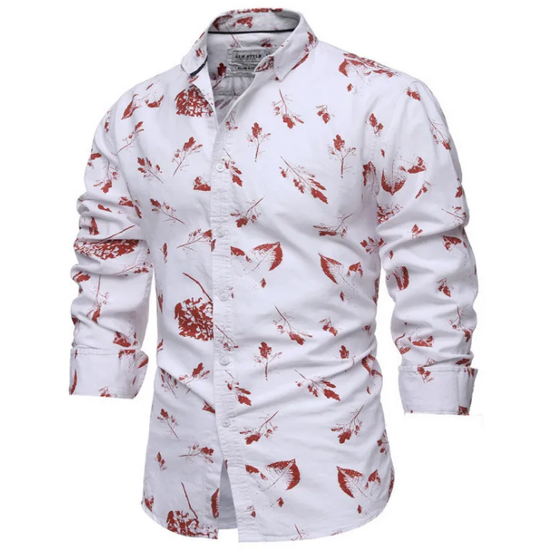 

New Fashion Men's Printed Floral Long Sleeve Shirt Soft cotton Slim Fit Shirt Quality Men's Casual Shirt Size M-2XL
