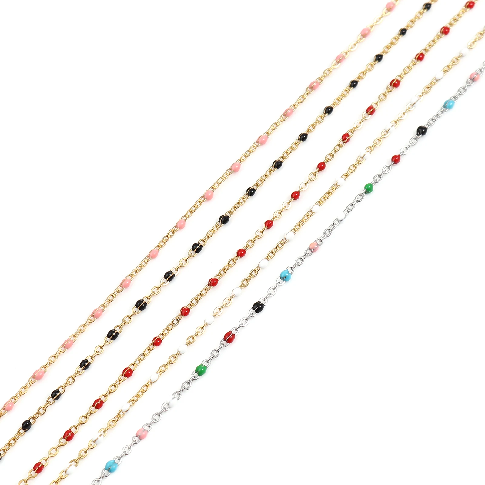 1 шт Нержавеющая сталь Цепочки и ожерелья ремень Lariat Lanyard Эмаль Бусины цепи 51 см в