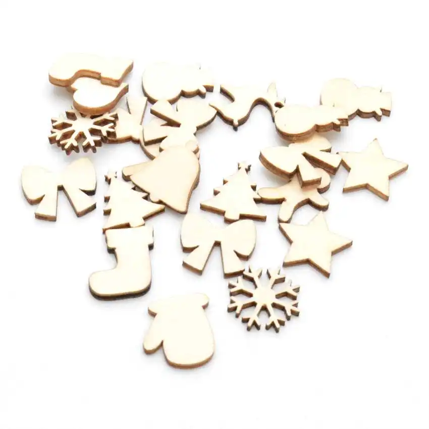 Лучшее качество 50 шт деревянные украшения для скрапбукинга рождественские