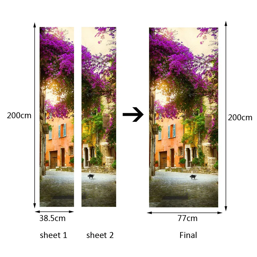 

Home Creative DIY 3D Door Stickers Garden House Pattern for Kids Room Door Home Decoration Accessories Large Wall Sticker