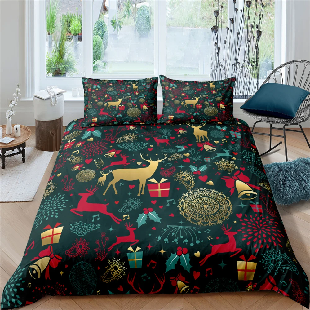 

Merry Christmas Bedding Set 3D Printed HO HO Microfiber Queen King Home Textiles Duvet Cover with Pillow Shams Bedding Sets