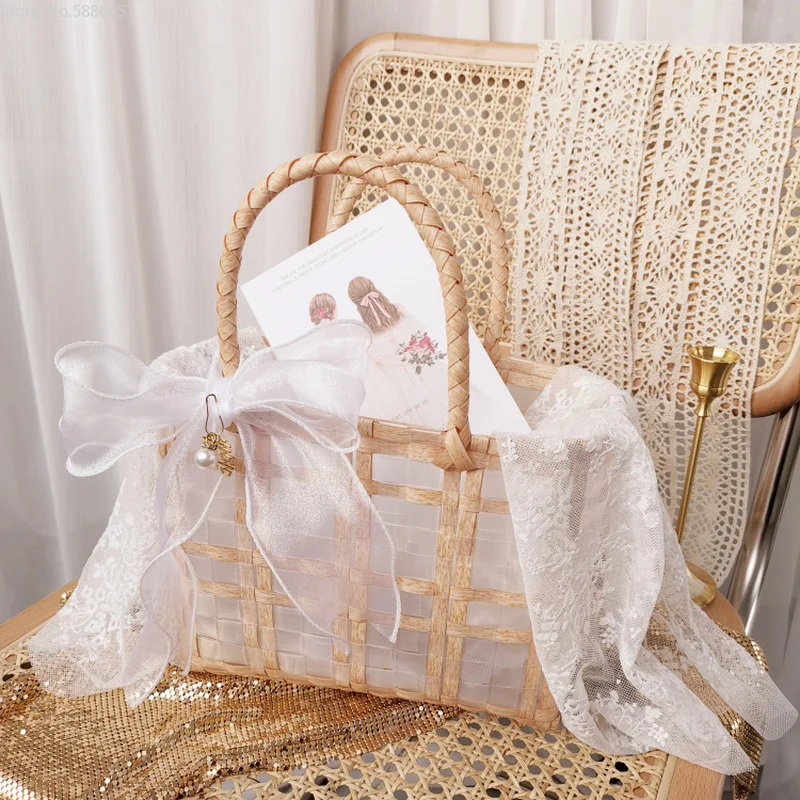 

1Pcs Wedding Bridesmaid Brides Hand Gift Handbag Custom Butterfly Boxes with Logo Packaging Bags