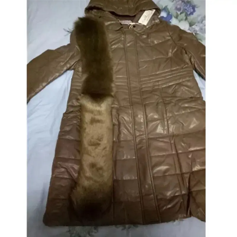 Зимний кожаный пуховик для женщин, пальто из овчины, большие размеры, L-8XL, парки с капюшоном, женские толстые теплые длинные кожаные куртки