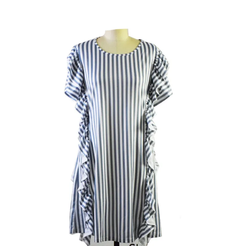 Одежда для всей семьи мамы одежда дочери Одинаковая и дочки платья в полоску