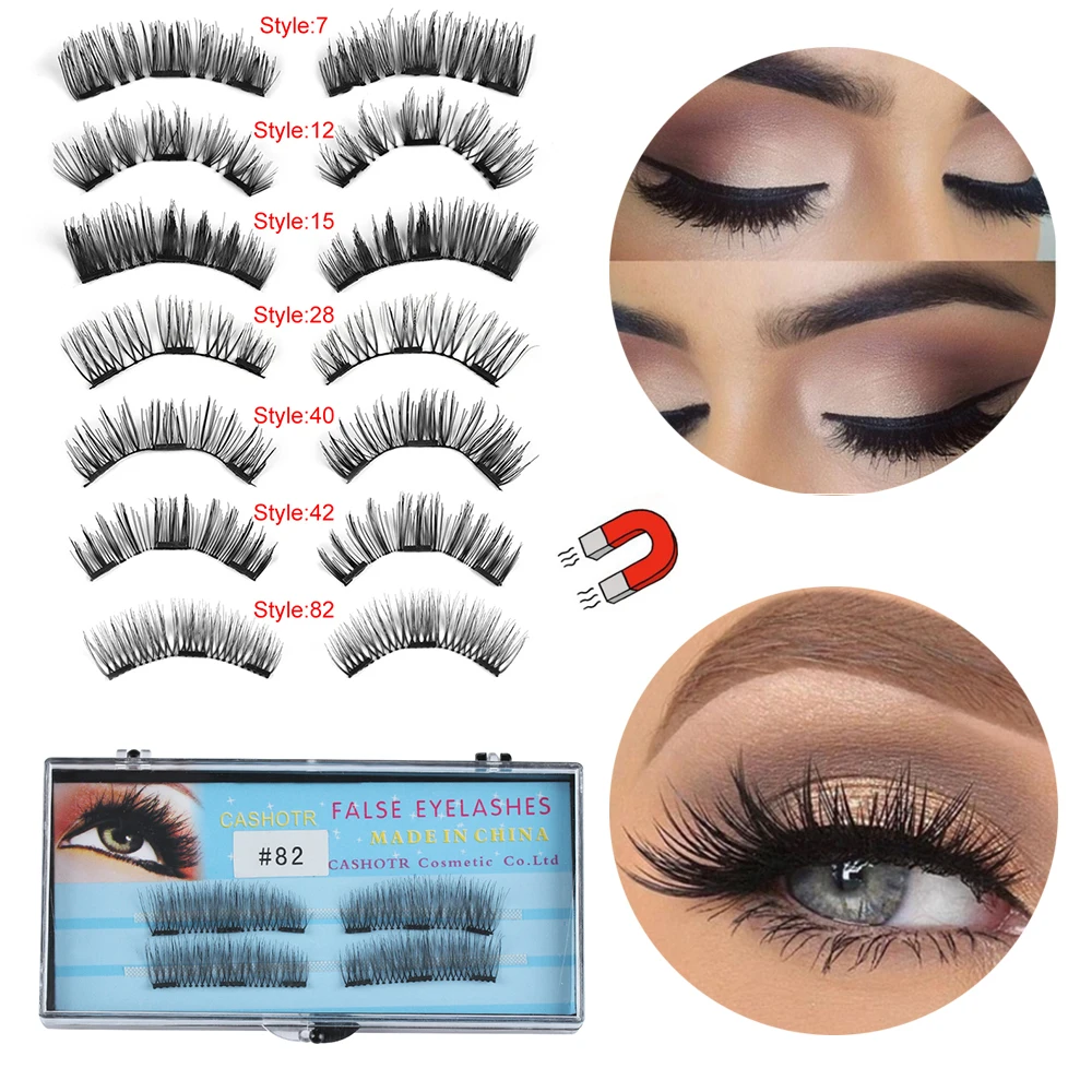 Ресницы Накладные трехмерные магнитные мягкие шелковые волокна полное покрытие