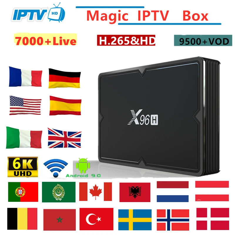 X96H Android Tv Box 9.0+ IPTV subscription M3U france Italy Arabic Belgium spain Sweden Nordic Portugal Canada USA Smart tv box