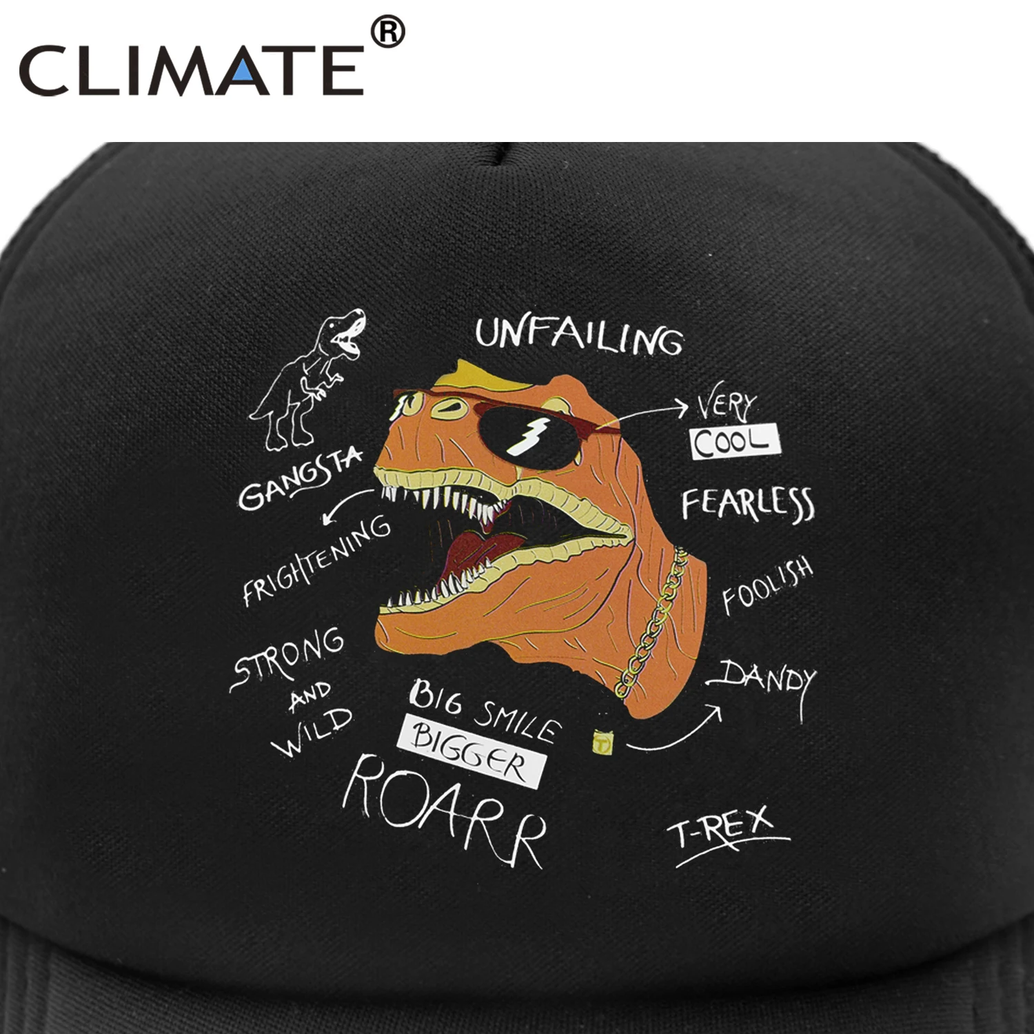 Климат-динозавр Кепка для тракера Мужская забавная крутая динозавра хип-хоп мир