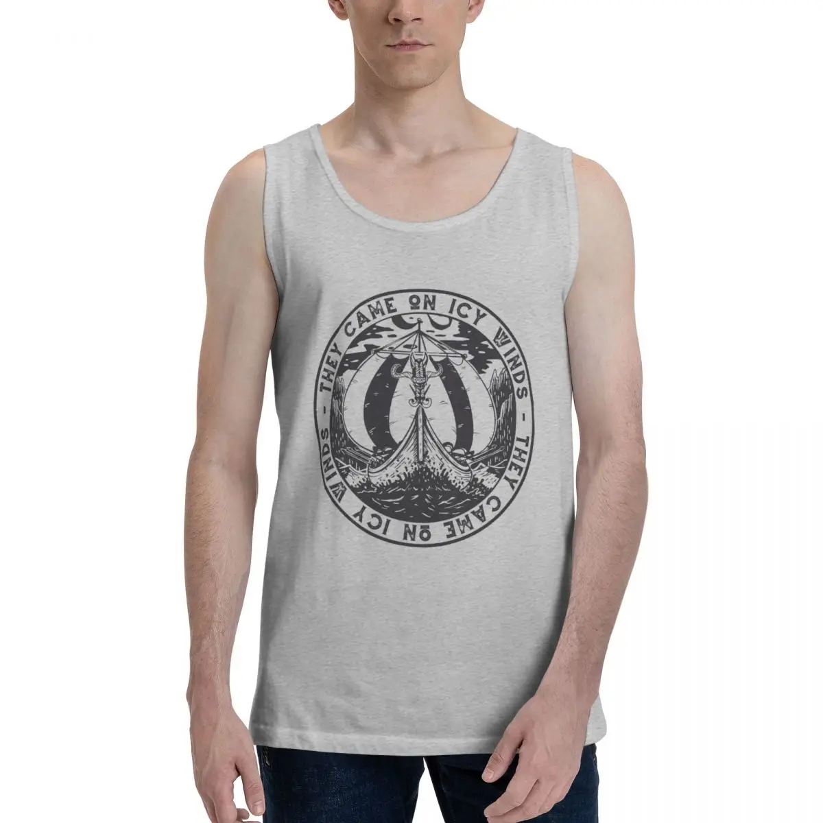 

Men's Tank Top Shirt Viking Vikings Funny Geek R339 Vest Men set Hot Sale Sleeveless Garment