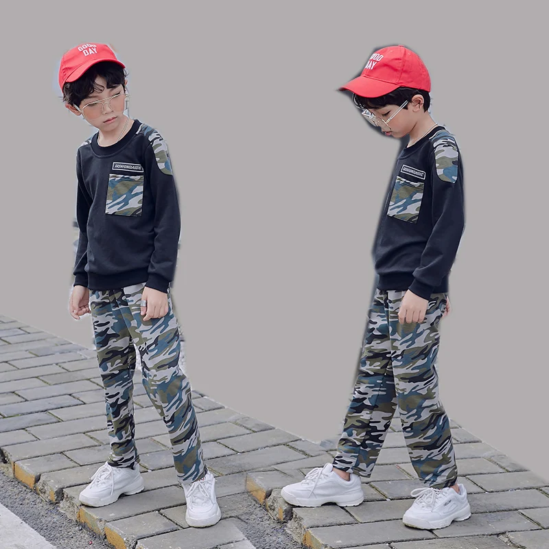 Костюмы для мальчиков в стиле милитари топы + штаны 2 шт. камуфляжные костюмы |