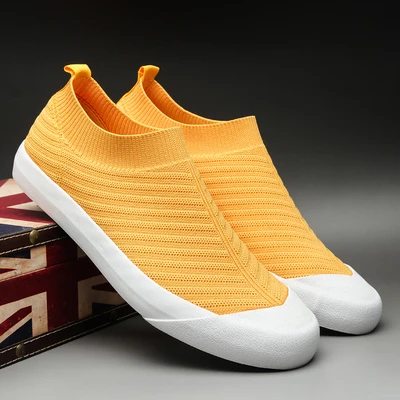 Maggie's Walker/Новое поступление; мужская повседневная обувь из сетчатого материала; модная эластичная парусиновая обувь на платформе; размеры 40-44 - Цвет: Цвет: желтый
