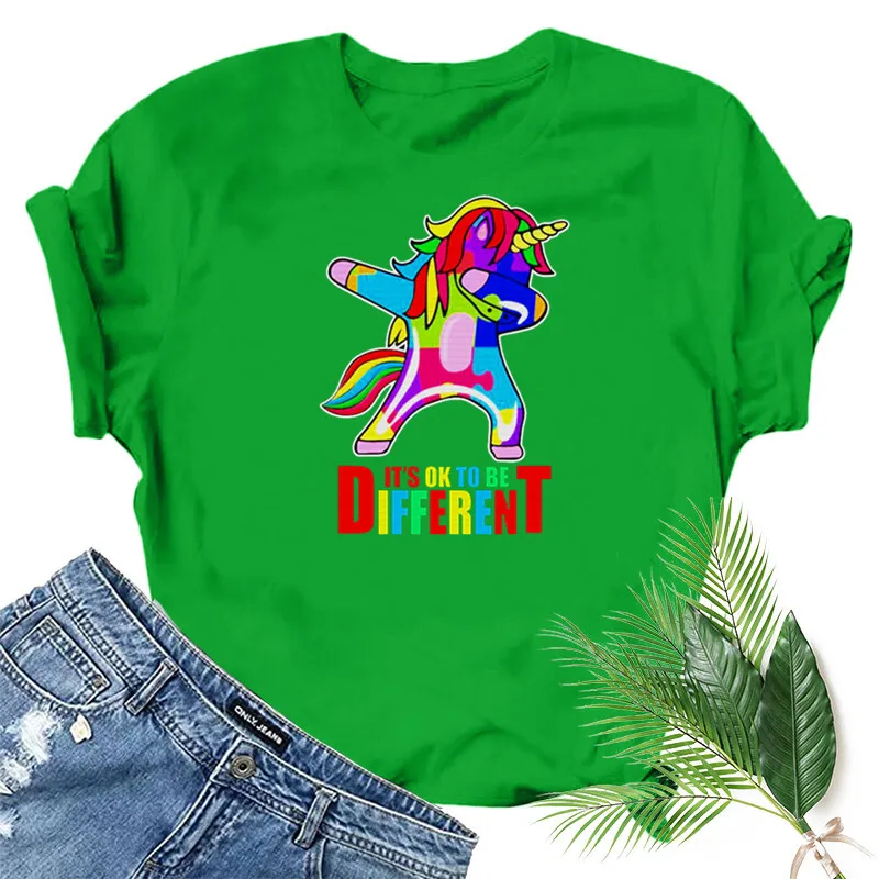 

Different Unicorn Print Women T Shirt Short Sleeve O Neck Loose Women Tshirt Ladies Fashion Tee Shirt Tops Clothes Mujer